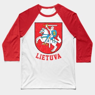 Lithuania - Vintage Distressed Style Crest Design Baseball T-Shirt